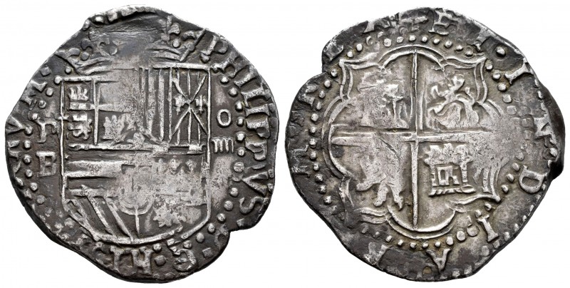 Philip II (1556-1598). 4 reales. Potosí. B (Juan de Ballesteros Narváez). (Cal 2...