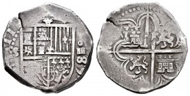 Philip II (1556-1598). 4 reales. 1589. Sevilla. (Cal 2008-395 mismo ejemplar (anv.)). (Cal 2019). Ag. 13,61 g. Ex Colección Isabel de Trastámara 26/05...