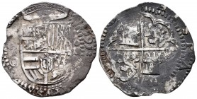 Philip II (1556-1598). 4 reales. 1591. Toledo. M. (Cal 2008-415). Ag. 13,48 g. Full date at the beginning of the legend on obverse. Rare. VF. Est...40...
