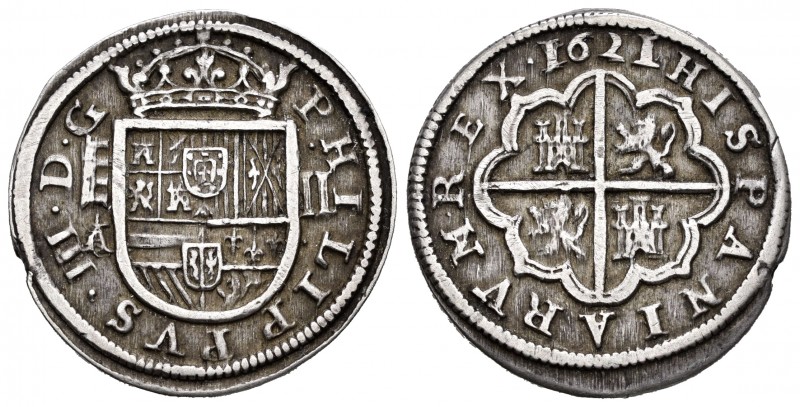 Philip III (1598-1621). 2 reales. 1621/1611. Segovia. A/C. (Cal 2008-369 variant...