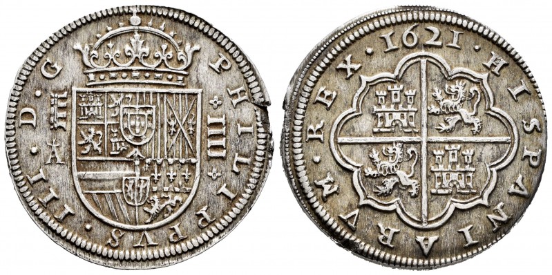 Philip III (1598-1621). 4 reales. 1621. Segovia. A. (Cal 2008-260). Ag. 13,38 g....