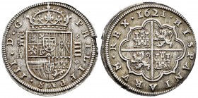 Philip III (1598-1621). 4 reales. 1621. Segovia. A. (Cal 2008-260). Ag. 13,38 g. Planchet defect on e dge, otherwise attractive struck. Rare, even mor...
