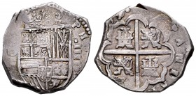 Philip III (1598-1621). 4 reales. 1617/6. Sevilla. D. (Cal 2008-275, no cota sobrefecha). Ag. 13,68 g. Clear unlisted overdate. The date begins at 9 o...