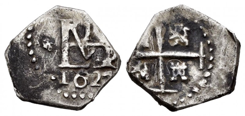 Philip IV (1621-1665). 1/2 real . 1627. Madrid. (Sin marca de ceca visible). (Ca...