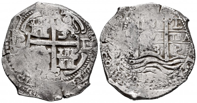 Philip IV (1621-1665). 8 reales. 1663. Potosí. E. (Cal 2008-452). Ag. 27,06 g. D...