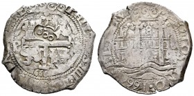 Philip IV (1621-1665). 8 reales. 1666. Potosí. E. (Cal 2008-455). Ag. 26,67 g. 600 reis countermark (De Mey 285) on obverse to circulate in Brazil. Do...