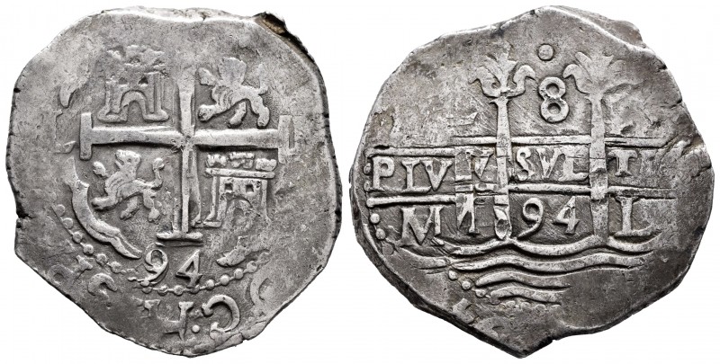 Charles II (1665-1700). 8 reales. 1694. Lima. M. (Cal 2008-238). Ag. 26,99 g. Th...
