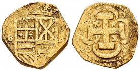 Charles II (1665-1700). 8 escudos. (169...). Barcelona. (Cal 2008-Tipo1). (Cal onza-107). (Tauler-107). Au. 26,77 g. Arms between “B” - “A” and not vi...