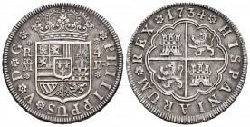 Philip V (1700-1746). 4 reales. 1734. Madrid. JF. (Cal 2008-1002). Ag. 13,39 g. Toned. Scarce, even more in this grade. Almost XF. Est...180,00.