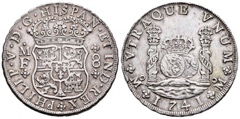 Philip V (1700-1746). 8 reales. 1741. México. MF. (Cal 2008-761). Ag. 26,97 g. N...