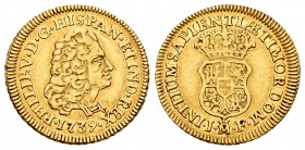 Philip V (1700-1746). 1 escudo. 1739. Madrid. JF. (Cal 2008-490). Au. 3,36 g. Beautiful portrait of Philip. Rare. Choice VF. Est...420,00.