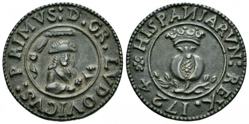 Louis I (1724). Medalla de proclamación. 1724. Granada. (H-6). 7,68 g. 30 mm. Mo...