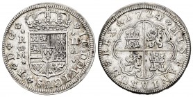 Louis I (1724). 2 reales. 1724. Madrid. A. (Cal 2008-33). Ag. 5,38 g. Nice specimen. Very scarce. XF. Est...300,00.