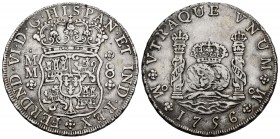 Ferdinand VI (1746-1759). 8 reales. 1756. México. MM. (Cal 2008-340). Ag. 26,90 g. Choice VF. Est...260,00.