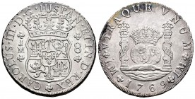 Charles III (1759-1788). 8 reales. 1769. Lima. JM. (Cal 2008-845). Ag. 26,60 g. Dot over the first LMA mint mark. Good specimen. Almost XF. Est...250,...