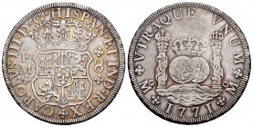 Charles III (1759-1788). 8 reales. 1771. México. FM. (Cal 2008-914). Ag. 26,70 g. Attractively toned example. Choice VF. Est...280,00.