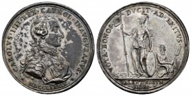 Charles IV (1788-1808). Medalla de proclamación. 1789. Valencia. (H-107). Anv.:  Busto de Carlos III. Rev.: VOTA. BONOS. DVCIT. AD. EXIVS y en exergo ...