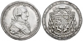 Charles IV (1788-1808). Medalla de Proclamación del Episcopado de Nueva Cáceres en Filipinas. 1791. (H-234). Anv.: CAROLO IV HISP ET IND R FAUSTE PROC...