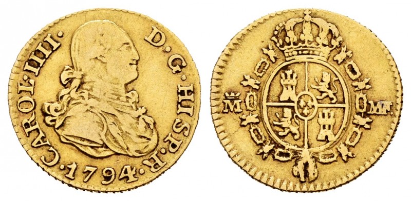 Charles IV (1788-1808). 1/2 escudo. 1794. Madrid. MF. (Cal 2008-614). Au. 1,71 g...
