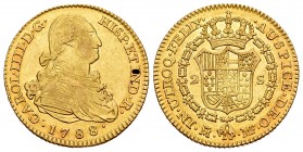 Charles IV (1788-1808). 2 escudos. 1788. Madrid. MF. (Cal 2008-322). Au. 6,75 g. Very rare. Choice VF/Almost XF. Est...1200,00.