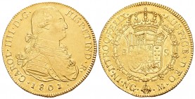 Charles IV (1788-1808). 8 escudos. 1801. Guatemala. M. (Cal 2008-5). (Cal 2019-977). (Cal onza). Au. 26,94 g. Clear and unlisted overdate in Calico On...