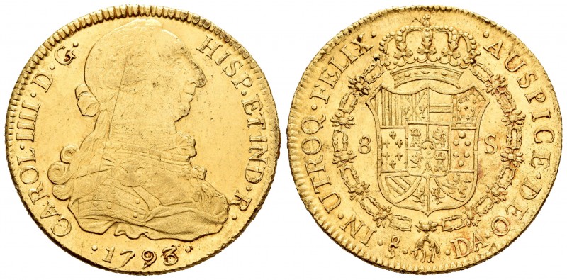 Charles IV (1788-1808). 8 escudos. 1793. Santiago. DA. (Cal 2008-152). (Cal onza...