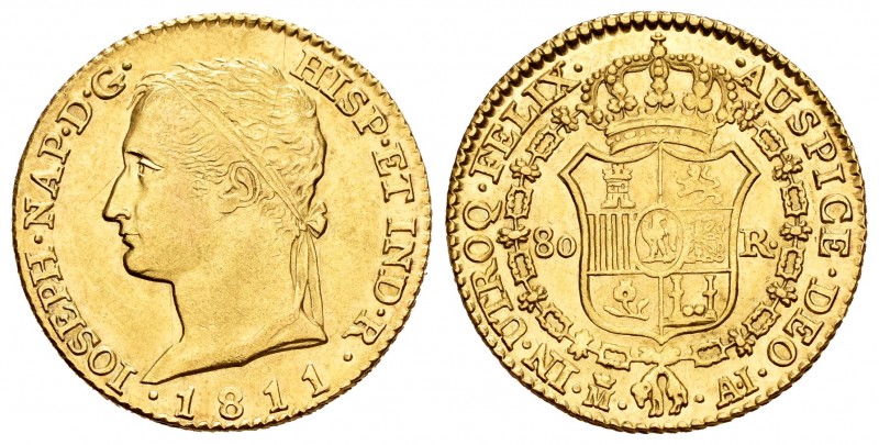 Joseph Napoleon (1808-1814). 80 reales. 1811. Madrid. AI. (Cal 2008-Tipo 4). Au....