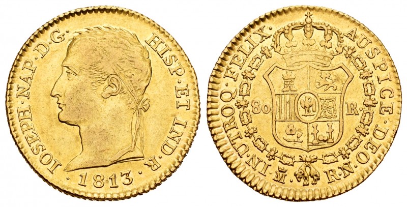 Joseph Napoleon (1808-1814). 80 reales. 1813. Madrid. RN. (Cal 2008-12). Au. 6,6...