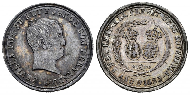 Ferdinand VII (1808-1833). Medalla restitución del absolutismo. 1823. Sevilla. (...