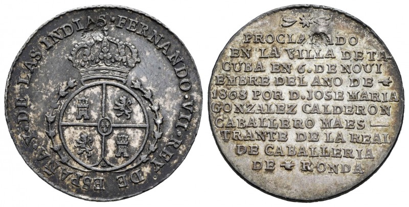 Ferdinand VII (1808-1833). Medalla de proclamación. 6 de noviembre de 1808. Méxi...