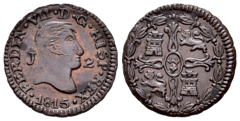Ferdinand VII (1808-1833). 2 maravedís. 1815. Jubia. (Cal 2008-1581). Ae. 2,91 g...
