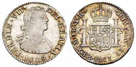 Ferdinand VII (1808-1833). 1 real. 1809. México. TH. (Cal 2008-1161). Ag. 3,35 g. Imaginary bust. Gorgeous and attractively toned example with origina...