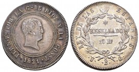 Ferdinand VII (1808-1833). 10 reales. 1821. Bilbao. UG. (Cal 2008-702). Ag. 13,15 g. Unusual high grade for this type and very scarce example with som...