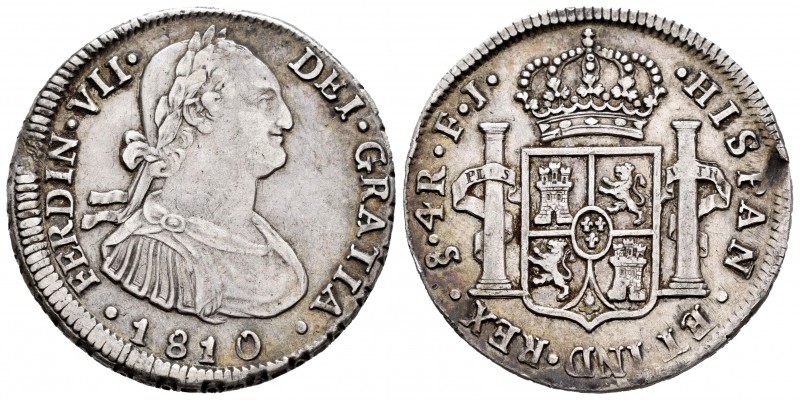 Ferdinand VII (1808-1833). 4 reales. 1810. Santiago. FJ. (Cal 2008-804). Ag. 13,...