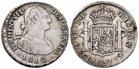 Ferdinand VII (1808-1833). 4 reales. 1810. Santiago. FJ. (Cal 2008-804). Ag. 13,22 g. Nice piece of this very scarce mint. Choice VF. Est...350,00.