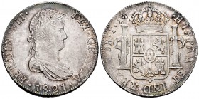 Ferdinand VII (1808-1833). 8 reales. 1821. México. JJ. (Cal 2008-565). Ag. 27,05 g. Attractively toned example. Almost XF. Est...250,00.