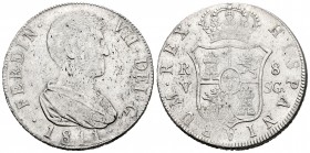 Ferdinand VII (1808-1833). 8 reales. 1811. Valencia. SG. (Cal 2008-667). Ag. 26,93 g. Very scarce. Choice VF. Est...500,00.