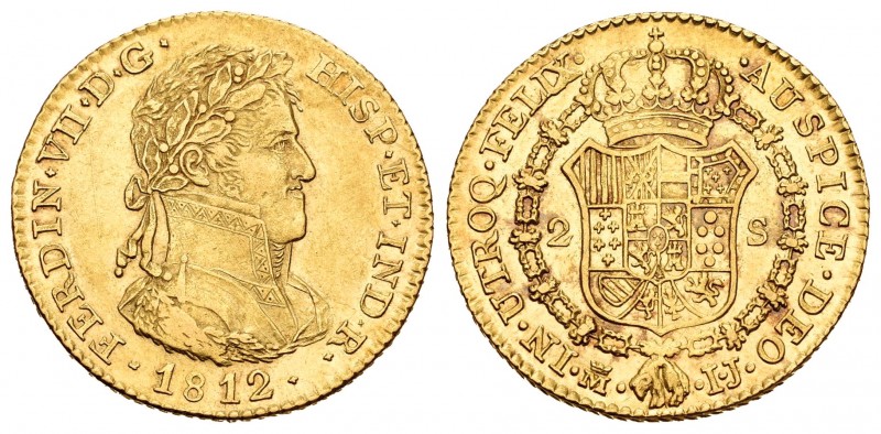 Ferdinand VII (1808-1833). 2 escudos. 1812. Madrid. IJ. (Cal 2008-204). Au. 6,77...