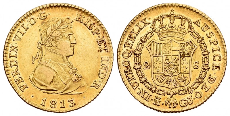 Ferdinand VII (1808-1833). 2 escudos. 1813. Madrid. GJ. (Cal 2008-207). Au. 6,67...