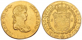 Ferdinand VII (1808-1833). 8 escudos. 1812. Lima. JP. (Cal 2008-18). (Cal onza-1217). Au. 27,07 g. Small bust. Minor marks. It remains some luster. Sc...