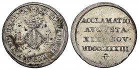 Elizabeth II (1833-1868). Medalla de proclamación. 19 de noviembre de 1833. Valencia. (H-35). Ag. 2,31 g. 20 mm. Almost XF. Est...60,00.