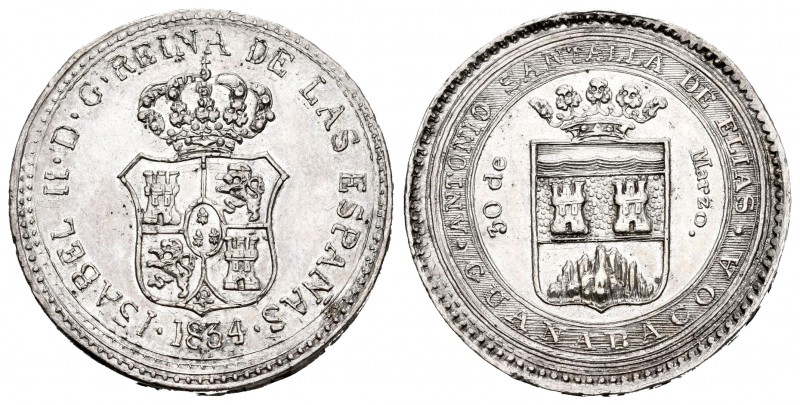 Elizabeth II (1833-1868). Medalla de proclamación. 1808. Guanabacoa. (H-42). Ag....