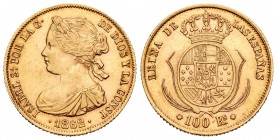 Elizabeth II (1833-1868). 100 reales. 1862. Barcelona. (Cal 2008-15). Au. 8,40 g. Scarce. Almost XF/XF. Est...350,00.