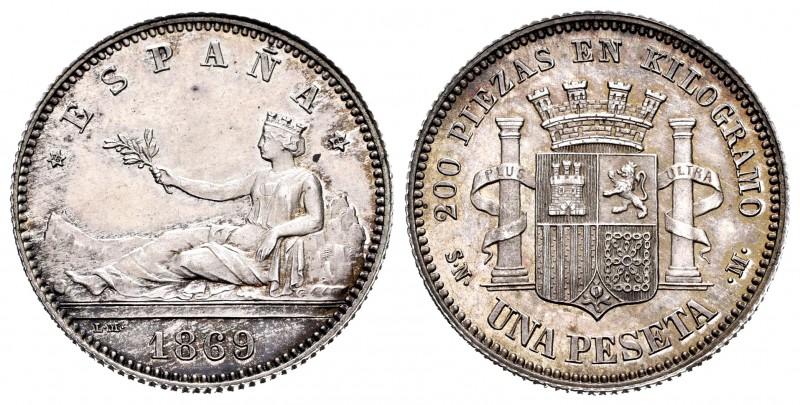Centenary of the Peseta (1868-1931). Provisional Government (1868-1871). 1 peset...