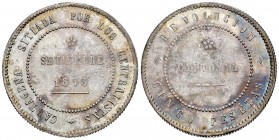 Centenary of the Peseta (1868-1931). Cantonal Revolution. 5 pesetas. 1873. Cartagena (Murcia). (Cal 2008-5). Ag. 28,64 g. Coincident. 85 perls on obve...