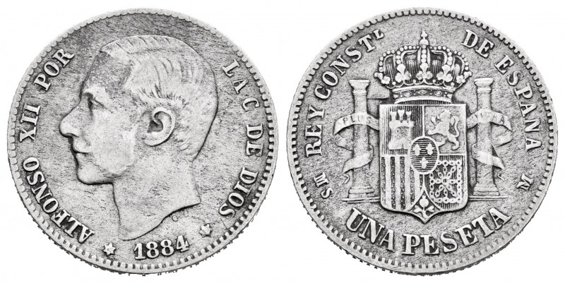 Centenary of the Peseta (1868-1931). Alfonso XII (1874-1885). 1 peseta. 1884*_ _...