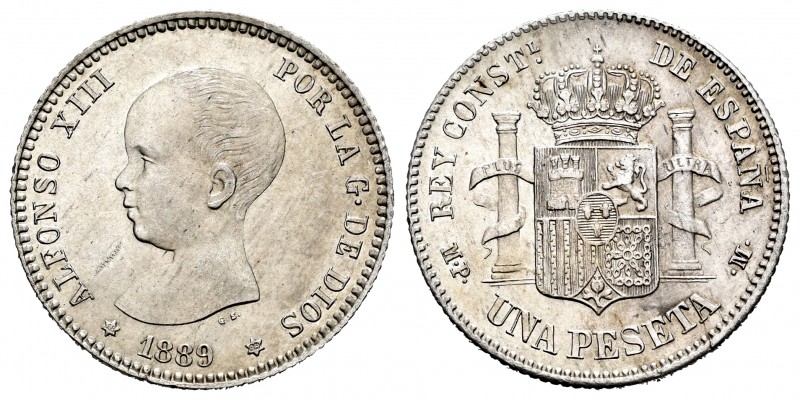 Centenary of the Peseta (1868-1931). Alfonso XIII (1886-1931). 1 peseta. 1889*18...