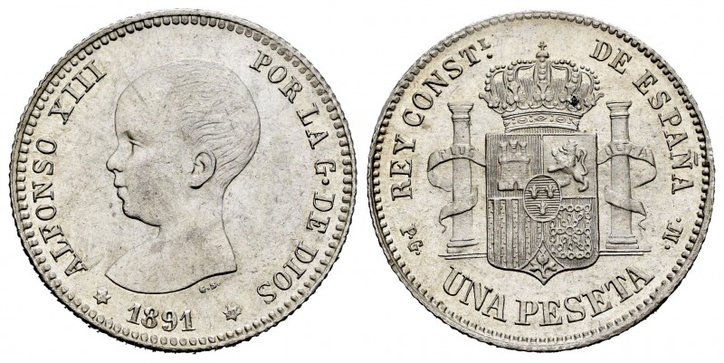 Centenary of the Peseta (1868-1931). Alfonso XIII (1886-1931). 1 peseta. 1891*_ ...