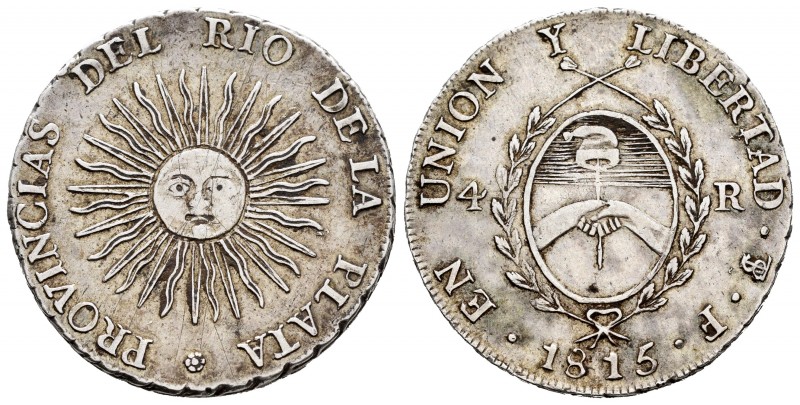 Argentina. Río de la Plata. 4 reales. 1815. Potosí. F. (Km-4). Ag. 13,44 g. Rive...