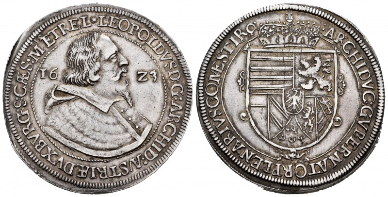 Austria. Archduke Leopold. 1 thaler. 1623. Hall. (Dav-3330). (Km-264.5). Ag. 28,...